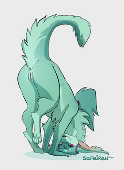 anthro anus ass_up biped chest_tuft claws ear_tuft electronics eyelashes feet female fur genitals green_body green_fur hair head_down head_tuft headgear headphones headset hindpaw looking_at_viewer neck_tuft nude open_mouth paws pink_eyes ponytail presenting raised_tail rear_view simple_background small_feet solo tail tail_tuft tongue tuft upside_down vulva white_background conditional_dnp sefeiren twilla_fritz_(sefeiren) alien unknown_species digital_media_(artwork) hi_res