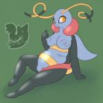 1:1 antennae_(anatomy) anthro anthrofied areola arthropod barefoot belly big_breasts biped black_body black_skin blue_body blue_skin breasts crossgender erect_nipples eyelashes featureless_crotch feet female generation_3_pokemon hi_res insect insect_wings looking_at_viewer nintendo nipples non-mammal_breasts non-mammal_nipples nude open_mouth overweight overweight_anthro overweight_female pokemon pokemon_(species) pokemorph posexe simple_background sitting slightly_chubby solo spread_legs spreading thick_thighs tongue volbeat watermark wings yellow_eyes