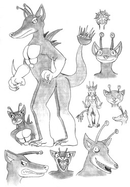 angry antennae_(anatomy) claws clubbed_tail ears_back ears_up fangs featureless_crotch happy leg_markings markings muscular pecs pivoted_ears pupils slit_pupils smile socks_(marking) spikes spikes_(anatomy) tail teeth weapon_tail efradraws electronic_arts maxis_(ea) spore_(game) adabakyan alien taur absurd_res graphite_(artwork) hi_res model_sheet sketch traditional_media_(artwork)