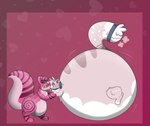 accessory anthro belly belly_expansion belly_inflation big_belly blush bow_ribbon duo expansion filling_up fur huge_belly hyper hyper_belly inflation inflation_fetish male male/male pink_body simple_background tail tapiocadraws gloopy_(zeroverse) yogurt_(tapiocadraws) domestic_cat felid feline felis gastropod mammal mollusk slug digital_media_(artwork) hi_res