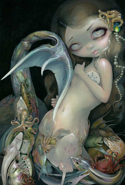 ambiguous_gender blonde_hair breasts eyebrows eyelashes female feral fin fish_tail gem group hair legless lips long_hair mermaid_tail navel nude pearl_(gem) pupils split_form surrealism wavy_hair jasmine_becket-griffith arthropod bivalve cephalopod cetacean coleoid crab crustacean decapod dolphin fish humanoid humanoid_merfolk malacostracan mammal marine merfolk mollusk octopodiform octopus oyster ray_(fish) sand_dollar shark shrimp toothed_whale formal_art painting_(artwork) traditional_media_(artwork) traditional_painting_(artwork)