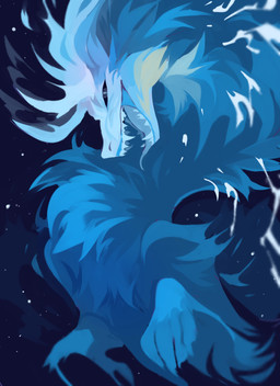 ambiguous_gender black_sclera blue_body blue_fur feral fur glistening glistening_eyes long_neck neck_tuft open_mouth pupils sharp_teeth side_view simple_background slit_pupils solo teeth tongue tongue_out tuft unsigned white_body white_fur corzh77 mythology dragon furred_dragon furred_scalie mythological_creature mythological_scalie scalie absurd_res hi_res