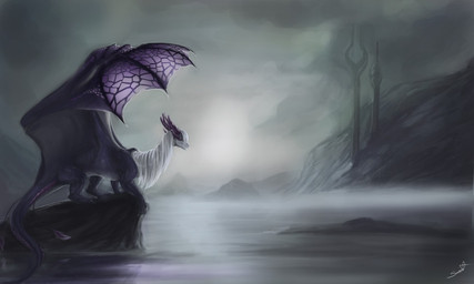 4_fingers 4_horns ambiguous_gender claws day detailed_background digitigrade feral finger_claws fingers fog horn mane membrane_(anatomy) membranous_wings mouth_closed multi_horn outside purple_body purple_horn purple_scales quadruped ridged_horn rock scales side_view snout solo spread_wings standing tail tailbutt tapering_tail toe_claws water white_body white_face white_mane white_scales wings jadedragoness european_mythology mythology itasa_(jadedragoness) dragon mythological_creature mythological_scalie scalie western_dragon 2017 5:3 digital_media_(artwork) digital_painting_(artwork) full-length_portrait painting_(artwork) portrait signature