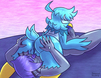 69_position anthro anthro_on_anthro anus avian_feet beak beak_fetish beak_play beak_sex beakjob blue_body blue_feathers blue_hair bottomless clothed clothing cunnilingus darkened_anus duo ear_fins fangs feather_hair feathers female fin genitals glistening glistening_body glistening_skin grey_body grey_skin hair hand_on_butt humanoid_genitalia humanoid_penis humanoid_vulva male male/female membrane_(anatomy) neck_tuft oral pattern_clothing pattern_sweater pattern_topwear penis pseudo_hair purple_hair purple_tongue sex shirt sweater teeth tongue topwear tuft vaginal vulva webbed_hands white_clothing white_shirt white_topwear winged_arms wings yellow_beak temporalvacancy undertale_yellow martlet_(undertale_yellow) moray_(undertale_yellow) avian bird fish marine hi_res nonbinary_(lore)