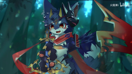 2_horns anthro holding_melee_weapon holding_object holding_sword holding_weapon horn kemono male melee_weapon mostly_nude_anthro mostly_nude_male orange_eyes plant red_scarf scarf slim_anthro slim_male solo sword tree weapon hlg7777 bilibili canid canine fox mammal 16:9 2024 animated hi_res loop short_playtime sound video watermark widescreen