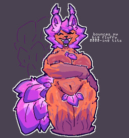 anthro eyes_closed female fur hair markings orange_body orange_fur purple_hair purple_leaves solo text pye_time fan_character netskie hi_res