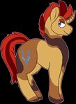 2017 alpha_channel ambiguous_gender blue_eyes brown_body brown_fur cutie_mark digital_drawing_(artwork) digital_media_(artwork) equid equine eyebrows fan_character feral flat_colors full-length_portrait fur half-closed_eyes hasbro hooves horn jaspering mammal mane my_little_pony mythological_creature mythological_equine mythology narrowed_eyes outline pink_outline portrait red_eyebrows red_mane red_tail side_view simple_background smile snout solo standing tail tan_body tan_fur transparent_background unguligrade unicorn unicorn_horn