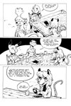 2:3 american_opossum anthro big_breasts breasts chair cleavage clothed clothing comic dialogue dinner eating english_text female furniture gecko group hi_res jamil_gonzalez jasper_gold_(character) lagomorph leporid lizard luellen_cunningham male mammal marsupial maude_o'dell monochrome rabbit reptile scalie sitting table text the_tale_of_jasper_gold trio virginia_opossum western wild_west