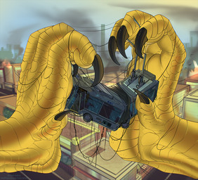 4_toes anthro bus city city_background city_destruction claws commercial_vehicle crush destruction feet foot_crush foot_focus macro macro_anthro macro_male male pawpads paws public_transportation sky solo toe_claws toes vehicle vehicle_destruction holt-odium mythology carpo avian gryphon mythological_avian mythological_creature hi_res