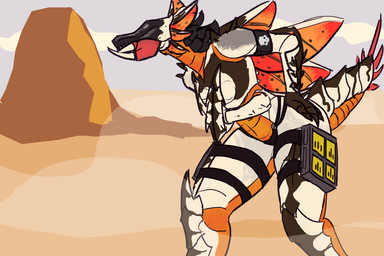 anthro armor arthropod_abdomen breasts exoskeleton female hand_on_hip solo thick_thighs wide_hips wings pimientanas helldivers arthropod insect stalker_(helldivers) terminid 3:2
