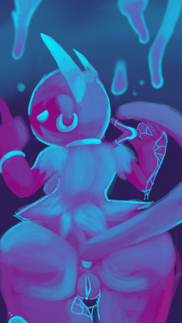 abstract_background accessory anthro anus back_boob blue_anus blue_body blue_eyes blue_fur blue_tail blue_vulva bodily_fluids bow_(feature) bow_accessory bow_ribbon bracelet breasts butt clitoris ear_piercing ear_ring female fur genital_fluids genitals hair_accessory hair_bow hair_ribbon hoop_ear_ring jewelry looking_at_viewer medium_breasts multicolored_body multicolored_fur multicolored_tail piercing purple_body purple_fur purple_tail raised_tail rear_view ribbons ring_piercing seductive solo standing tail thin_tail vaginal_fluids vulva penlink disney kingdom_hearts square_enix bouncywild haplorhine heartless mammal monkey primate 2016 9:16 digital_media_(artwork) digital_painting_(artwork) hi_res painting_(artwork) portrait restricted_palette three-quarter_portrait