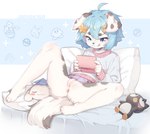 anthro anus bent_legs blue_eyes blue_hair blush bottomwear butt clothed clothing concentration feet female fingers floppy_ears fluffy fluffy_tail fur genitals hair holding_object humanoid_genitalia lop_ears lying markings narrowed_eyes nude paws pillow pink_anus pink_pussy plushie pokeball pussy shirt short_hair simple_background skirt skirt_removed smile solo spots spotted_body spotted_fur spotted_markings spread_legs spreading stars_in_hair tail tongue tongue_out topwear toy white_body white_fur janiskisa cinnamoroll hello_kitty_(series) kirby_(series) nintendo nintendo_3ds nintendo_ds nintendo_ds_family pokemon sanrio badtz-maru cinnamon_(cinnamoroll) hoshimi_(kurarifox) canid canine canis dalmatian domestic_dog lagomorph mammal digital_media_(artwork) hi_res