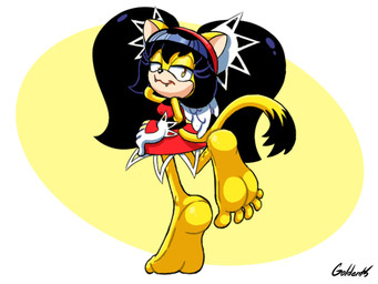 5_toes :3 accessory anthro barefoot black_hair clothing dress fangs feet female foot_focus fur gloves hair handwear headband humanoid_feet looking_at_viewer looking_back on_one_leg pigtails plantigrade raised_leg red_clothing red_dress simple_background soles solo standing tail teasing_with_feet teeth tiptoes toes wings yellow_body yellow_eyes yellow_fur goldent5 sega sonic_the_fighters sonic_the_hedgehog_(series) honey_the_cat felid feline mammal hi_res