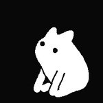 4_fingers ambiguous_gender black_background black_eyes blush disembodied_hand dot_eyes duo eyes_closed feral fingers fur headpat on_haunches patting simple_background sitting white_body white_fur hempuli baba_is_you baba unknown_species 1:1 2020 2d_animation animated loop low_res short_playtime