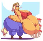 anthro anthrofied apple belly big_belly big_breasts blonde_hair bodily_fluids breasts breath chubby_cheeks clothing cowboy_hat cutie_mark female food footwear freckles fruit green_eyes hair hat headgear headwear huge_belly huge_breasts huge_thighs hyper hyper_belly hyper_breasts hyper_thighs looking_down morbidly_obese morbidly_obese_anthro morbidly_obese_female navel obese obese_anthro obese_female orange_body overweight overweight_anthro overweight_female plant shoes solo sweat thick_thighs graphene sirmasterdufel friendship_is_magic hasbro my_little_pony applejack_(mlp) earth_pony equid equine horse mammal pony digital_media_(artwork) hi_res