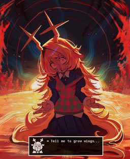 anthro dialogue female hair horn lake long_hair looking_at_viewer open_mouth smile smiling_at_viewer solo teeth text tongue yos_ev666 deltarune undertale_(series) noelle_holiday deer mammal english_text hi_res