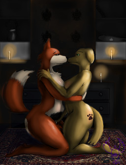 anthro belly belly_tuft breast_squish breasts brown_eyes butt candle_wax candlelight candlestick chest_tuft countershade_belly countershade_breasts countershade_butt countershade_face countershade_hands countershade_neck countershade_tail countershading dark_room dresser duo female female/female fingering fingering_partner fur furniture green_eyes half-closed_eyes head_tuft hip_tuft hug imminent_sex kissing kneeling leg_tuft light looking_at_another looking_at_partner lupe_(billlwuuf) masturbation mutual_masturbation narrowed_eyes orange_body orange_fur pressing_breasts_together pubes raised_tail rug sex side_boob side_butt side_view squish tail tail_tuft tattoo tuft vase white_body white_fur yellow_body yellow_fur akiak-wolf violet_(billlwuuf) bird_dog canid canine canis dingo domestic_dog golden_retriever hunting_dog mammal retriever absurd_res hi_res
