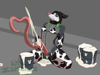 animal_print anthro big_penis bikini bodily_fluids clothing cow_print cum cum_in_container ejaculation excessive_cum excessive_genital_fluids eyewear genital_fluids genitals glasses legwear lipstick makeup male narrowed_eyes penis piercing solo swimwear thigh_highs two-piece_swimsuit zarter zarter_(fursona) american_opossum avian bird corvid corvus_(genus) hybrid mammal marsupial oscine passerine raven 4:3 absurd_res hi_res