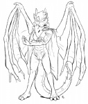 anthro black_and_white collar dragon fake_pussy generation_6_pokemon genitals latex male mega_charizard mega_charizard_y mega_evolution membrane_(anatomy) membranous_wings monochrome mythological_creature mythological_scalie mythology nintendo pokemon pokemon_(species) s-nina scalie simple_background solo tail transformation white_background wings