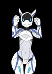 anthro armor armor_plates blue_eyes blue_markings dancing female holographic_eyes machine markings navel screen screen_face simple_background solo white_body sealer4258 se-4258 android robot robot_anthro animated digital_media_(artwork) hi_res short_playtime