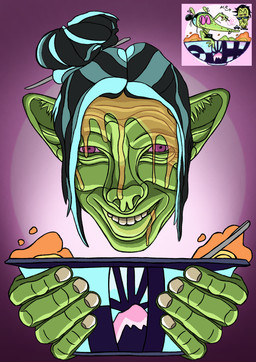anthro female fingers food fur hair hair_bun holding_object liquid looking_at_viewer nails smile solo soup standing teeth eyescutout animal_humanoid domestic_cat felid felid_humanoid feline felis humanoid mammal mammal_humanoid cel_shading colored reference_image shaded