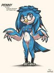 4_toes 5_fingers anisodactyl anthro areola arm_tuft avian_feet barely_visible_genitalia barely_visible_pussy beak big_eyes black_body black_claws black_feathers black_pseudo_hair black_tail black_text blue_body blue_eyes blue_feathers blue_pseudo_hair blue_tail blush breasts chest_tuft claws countershade_arms countershade_face countershade_hands countershade_legs countershade_torso countershading eyewear eyewear_only feather_hair feather_hands feather_tuft feathers feet female fingers front_view genitals glasses glasses_only innie_pussy iris light looking_at_viewer medium_breasts multicolored_body multicolored_feathers multicolored_pseudo_hair navel nipples non-mammal_breasts nude outline pigeon_toed pseudo_hair pupils pussy red_areola red_nipples round_glasses shadow simple_background slim small_waist solo standing tail tail_feathers talons text toe_claws toes tuft two_tone_tail wearing_glasses white_background white_body white_countershading white_feathers white_pseudo_hair yellow_beak nottrevbe penny_the_mage avian bird 2022 character_name colored digital_media_(artwork) english_text full-length_portrait hi_res lighting portrait shaded signature