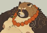 anthro belly brown_body kemono leaf male moobs nipples overweight overweight_male scar simple_background solo tattoo quanjiang lifewonders tokyo_afterschool_summoners gyobu_(tas) canid canine mammal raccoon_dog tanuki 2024