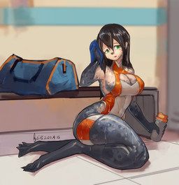 black_hair breasts clothed clothing female green_eyes hair navel solo spots wide_hips shanher celtic_mythology european_mythology mythology baiaiai_(shanher) animal_humanoid aquatic aquatic_humanoid humanoid mammal mythological_creature mythological_marine pinniped pinniped_humanoid seal seal_humanoid selkie spotted_seal 2023 absurd_res dated hi_res