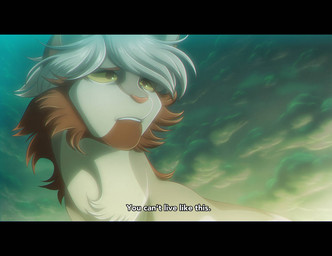 ambiguous_gender black_bars brown_eyes cloud detailed_background dialogue feral feral_with_hair feralized fur ginger_fur grey_body grey_fur grey_hair hair orange_body orange_fur solo white_body white_fur yellow_sclera silveyytm attack_on_titan jean_kirstein abyssinian_cat domestic_cat felid feline felis mammal 2020 letterbox male_(lore)