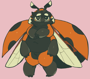 3_fingers 4_arms ambiguous_anthro ambiguous_gender antennae_(anatomy) anthro belly big_eyes big_pupils black_belly black_body black_hair blush carapace cheek_tuft circle_eyebrows countershading digitigrade eyebrow_through_hair eyebrows facial_tuft featureless_crotch fidgeting fingers hair hand_on_leg hand_on_thigh hands_together insect_wings looking_at_viewer multi_arm multi_limb multicolored_antennae navel non-mammal_hair non-mammal_navel nude overweight overweight_ambiguous overweight_anthro pupils red_body reverse_countershading shy solo standing translucent translucent_hair tuft wide_hips wings serafphim charlie_(serafphim) arthropod beetle cucujoid insect ladybug 2025 full-length_portrait hi_res portrait