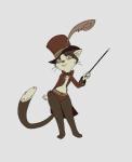 anthro bow_(feature) bow_tie clothing female grey_background hat headgear headwear looking_at_viewer magic_wand magician simple_background solo top_hat wide_hips sciencefox domestic_cat felid feline felis mammal