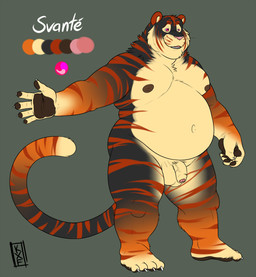 anthro balls countershade_balls countershade_crotch countershade_face countershade_genitalia countershade_torso countershading foreskin fur genitals humanoid_genitalia humanoid_penis male male_anthro markings navel nipples nude open_mouth open_smile overweight overweight_anthro overweight_male penis smile solo standing striped_body striped_fur striped_markings striped_tail stripes tail tail_markings teeth three-quarter_view tongue whiskers kronexfire max_the_tiger felid mammal pantherine tiger 2018 hi_res model_sheet