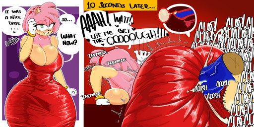 accessory anal anal_penetration anthro balls bent_over big_balls big_breasts big_butt black_nose blue_eyes blue_penis blush bodily_fluids breasts butt cleavage cleavage_overflow clothed clothing cum cum_in_ass cum_inside disembodied_penis dress eyelashes female forced_in_fabric from_behind_position fur genital_fluids genitals hair headband huge_butt internal male male/female onomatopoeia penetration penis pink_body pink_ears pink_fur pink_hair pupils rear_view red_clothing red_dress red_headband sex sex_through_clothing short_hair small_waist sound_effects speech_bubble tan_inner_ear text thick_thighs tight_clothing vein veiny_penis wide_hips thedorodaddy instant_loss_2koma sega sonic_the_hedgehog_(series) amy_rose sonic_the_hedgehog eulipotyphlan hedgehog mammal 2koma absurd_res artist_name comic english_text hi_res signature