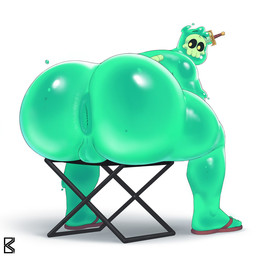anus balls butt butt_focus chair clothing footwear furniture genitals male sandals shoes sitting solo brouva monster_prom_(series) doug_(monster_con) goo_creature goo_humanoid humanoid hi_res