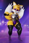 3d_(artwork) absurd_res anthro armwear big_penis bulge canid canine clothed clothing crossdressing digital_media_(artwork) elbow_gloves erection femboy fox genitals gloves handwear hi_res huge_penis latex legwear looking_at_viewer male mammal miles_prower penis sega solo sonic_the_hedgehog_(series) tailsltx thigh_highs translucent translucent_clothing wide_hips