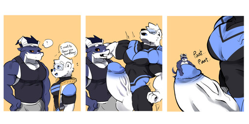 anthro balls base_one_layout basic_sequence big_penis blue_eyes blue_glans blue_tongue body_size_growth clothed clothing dialogue duo expansion extreme_size_difference fur genital_expansion genitals glans growth growth_sequence horn huge_penis humanoid_genitalia humanoid_penis kemono larger_anthro larger_male linear_sequence male male/male muscle_growth muscular muscular_anthro muscular_male one_row_layout penis penis_expansion shirt simple_background size_difference size_transformation smaller_anthro smaller_male superhero tank_top text thick_penis three_frame_image three_frame_sequence tongue topwear transformation transformation_sequence vein veiny_penis white_balls white_body white_fur white_penis marshiro mythology bear dragon mammal mythological_creature mythological_scalie scalie 2021 2:1 absurd_res english_text hi_res sequence