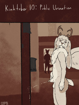 animal_genitalia anthro antlers balls bodily_fluids duo fangs feathered_wings feathers floppy_ears genital_fluids genitals glistening glistening_eyes holding_own_sheath holding_sheath horn male male_anthro mouth_closed nude peeing penis penis_tip public public_nudity public_urination sheath side_view silhouette solo_focus standing teeth urine urine_stream wings sketchy_shelby jackalope lagomorph mammal 2025 3:4 dated hi_res monochrome signature
