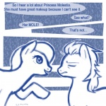 dialogue duo female feral hair humor joke text csmoore ask_pun hasbro my_little_pony tumblr fan_character pun_pony earth_pony equid equine horse mammal pony 1:1 comic english_text low_res monochrome source_request