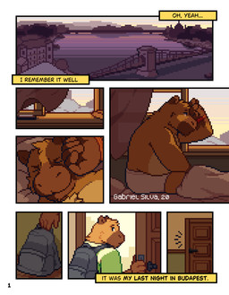 anthro bed belly bridge brown_body brown_fur clothed clothing detailed_background fur furniture inside looking_back male outside overweight overweight_anthro overweight_male solo text topless underwear underwear_only waking_up conditional_dnp mabit gabe_(mabit) capybara caviid mammal rodent 2025 comic digital_media_(artwork) english_text hi_res pixel_(artwork)