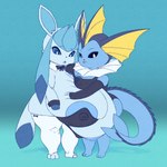 anthro big_breasts breast_size_difference breast_squish breasts clothing corset duo female huge_breasts lingerie nipples one-piece_swimsuit squish swimwear thick_thighs topwear quaintharpie nintendo pokemon eeveelution generation_1_pokemon generation_4_pokemon glaceon pokemon_(species) vaporeon hi_res