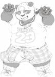 anthro belly bottomwear clothing cute_fangs fangs hat headgear headwear humanoid_hands male overweight overweight_anthro overweight_male shorts simple_background solo teeth text white_background gvh5wrtevrmxrzw lifewonders tokyo_afterschool_summoners alp_(tas) bear giant_panda mammal 2019 english_text hi_res