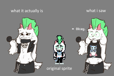 anthro chain electronics exposed_belly eyewear glasses horn male microphone mohawk solo vertebrrae deltarune undertale_(series) ralsei boss_monster_(undertale) bovid caprine goat humanoid mammal 3:2 hi_res meme