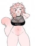 0phanim anthro belly big_breasts breasts clothing domestic_cat felid feline felis female fishnet_clothing fur genitals hair hi_res huge_breasts looking_at_viewer mammal pussy simple_background smile solo thick_thighs wide_hips