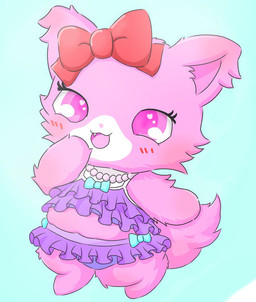 anthro bikini chibi clothing female fur overweight panties pink_body pink_fur solo swimwear two-piece_swimsuit underwear lyu_san jewelpet sanrio sega sega_fave garnet_(jewelpet) domestic_cat felid feline felis mammal persian_cat