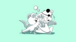 anthro bathing biped blue_background chibi duo eye_patch eyes_closed eyewear open_mouth simple_background sitting smile hikari_gamba gamba_no_bouken gamba_no_bouken_(series) ganba yoisho mammal mouse murid murine rodent 16:9 2024 hi_res widescreen