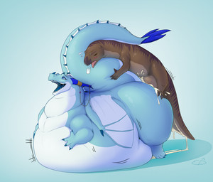 4_toes ambiguous_penetration balls big_balls blue_background blue_body blue_claws blue_eyes blue_horn blue_tongue blush bodily_fluids brown_balls brown_body brown_claws claws cum cum_ballooning cum_inflation cum_inside duo feet female female_penetrated feral feral_on_feral feral_penetrated feral_penetrating feral_penetrating_feral genital_fluids genitals horn horn_jewelry huge_balls immobile inflation jewelry looking_pleasured lying lying_on_another lying_on_self male male/female male_penetrating male_penetrating_female multicolored_body non-mammal_balls on_front penetration pink_tongue sex sharp_teeth simple_background tail teeth toes tongue tongue_out wings epicurean_delights mythology dinosaur dragon iguanodon iguanodontian iguanodontid mythological_creature mythological_scalie ornithischian ornithopod prehistoric_species reptile scalie shaded