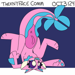 3_fingers anthro anus blinking eyeliner female fingers genitals happy makeup pink_body solo tail teeth upside_down vulva theenyface microsoft ori_(series) xbox_game_studios luma_(anzuneth) fish guardian_spirit marine 1:1 animated loop