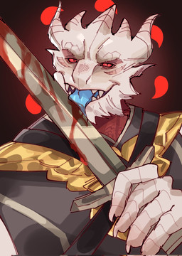blood blue_tongue bodily_fluids claws holding_melee_weapon holding_object holding_sword holding_weapon humanoid_hands licking_sword melee_weapon red_eyes scales solo sword tongue weapon white_body white_scales entreeways_04 baldur's_gate baldur's_gate_3 dungeons_and_dragons hasbro larian_studios wizards_of_the_coast the_dark_urge_(baldur's_gate) dragonborn_(dnd) scalie 2025 colored hi_res