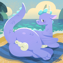 anus anus_focus backsack balls beach beach_towel big_butt black_eyes blush butt butt_focus cloud dorsal_ridge feral genitals head_ridge horn leaf looking_at_viewer looking_back looking_back_at_viewer lying lying_on_ground male markings mouthless nature nature_background non-mammal_balls on_ground perineum presenting presenting_hindquarters purple_body purple_scales raised_tail scale_markings scales sky solo tail tail_ridge thick_thighs towel water wave wings tetragon mythology valve steam_sale_dragon dragon mythological_creature mythological_scalie scalie 1:1 hi_res