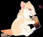 ambiguous_gender beverage bubble_tea container cup drinking drinking_straw feral simple_background sitting solo transparent_background rukifox shurya mammal rodent alpha_channel